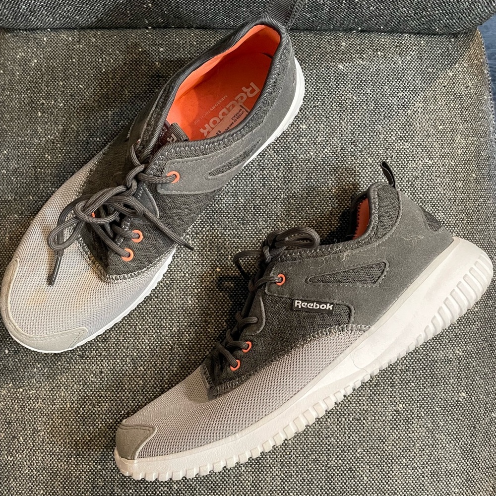 Reebok Men's Gray and Orange Sneakers